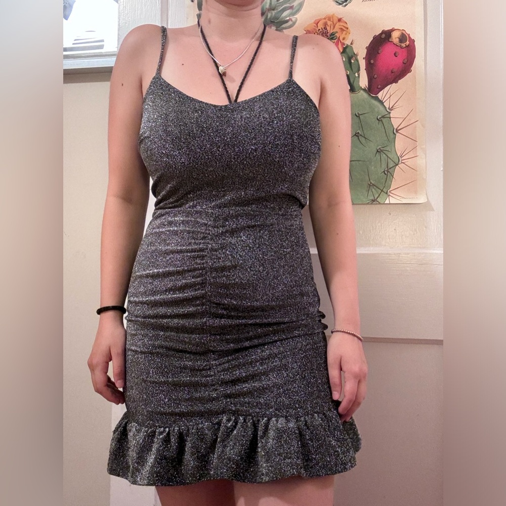 Topshop Glittering Dark Gray Dress